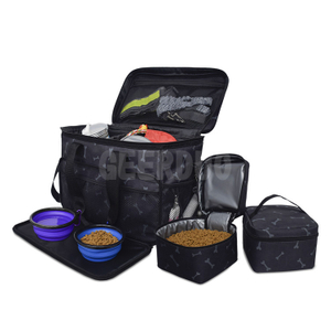 Pet Travel Bag Set 2 Food Container with Multi-Function Pockets GRDBT-1