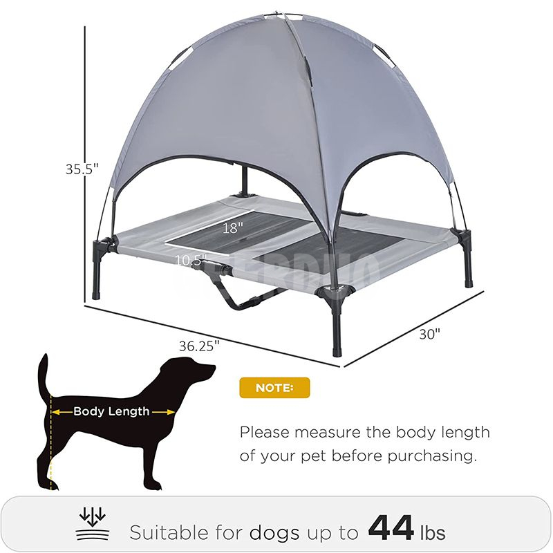 Pet Bed Elevated with UV Protection Canopy Shade GRDDE-3