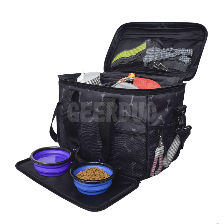 Pet Travel Food Bag Set 2 Food Container with Multi-Function Pockets GRDBT-1