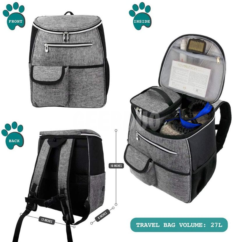 Dog Travel Backpack Organizer with Poop Bag Dispenser GRDBT- 5