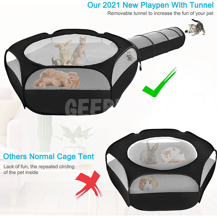 Pet Products Foldable Metal Exercise Pen & Pet Playpen with tunnel GRDCP-10