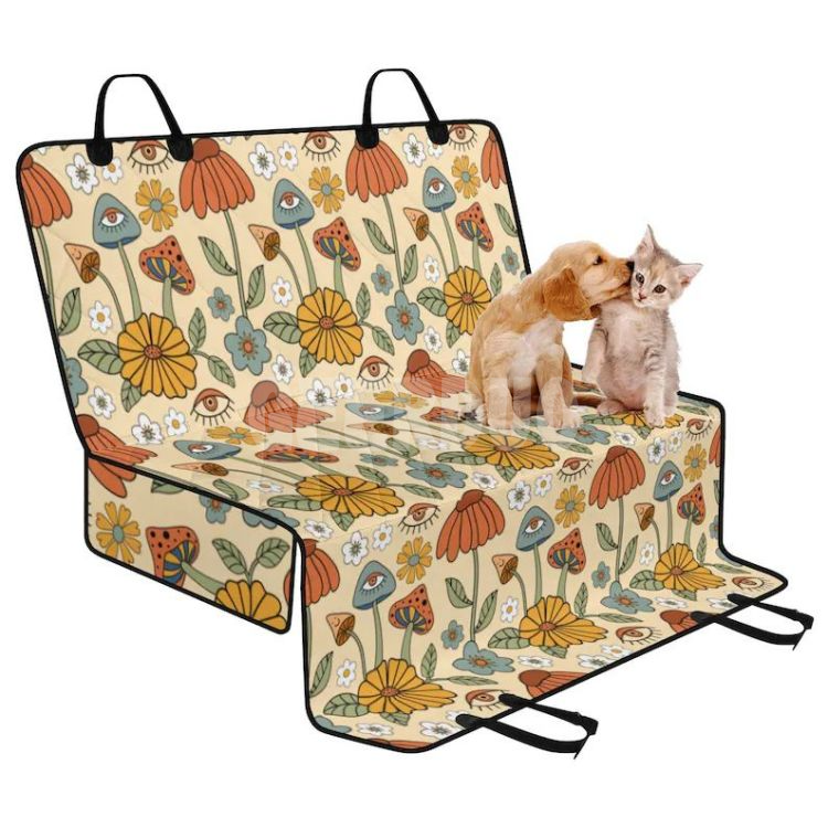 Floral Dog Seat Cover for Car Vehicle, Cottage core Backseat HammockGRDSB-15