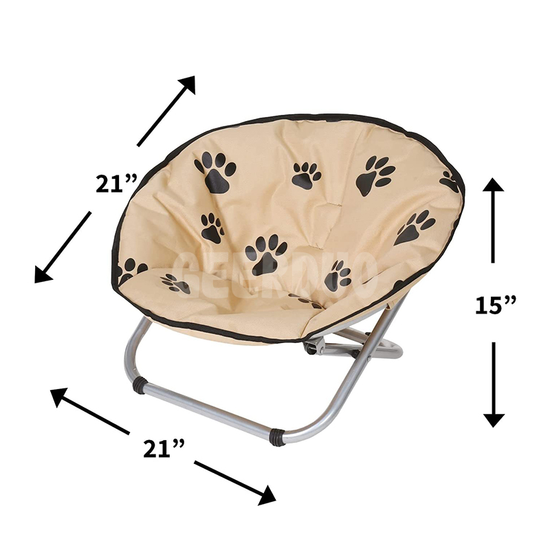 Folding Round Pet Cot Chair Paw Print Cushion GRDDE-7