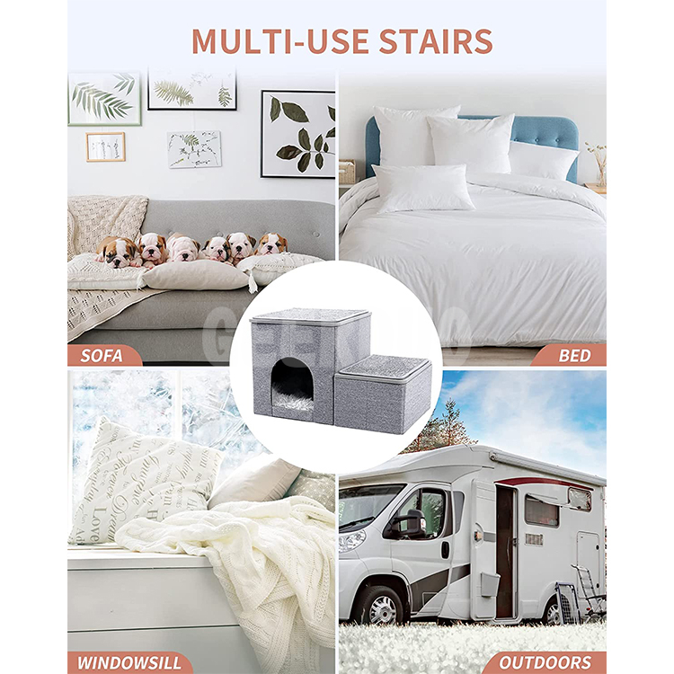 Pet Stairs for High Beds and Couches Machine Foldable with Toy Storage Condo Cover GRDCS-6