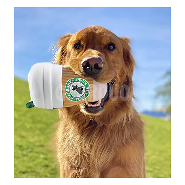 Coffee Cup Squeaky Plush Dog Chew Toy GRDTD-5