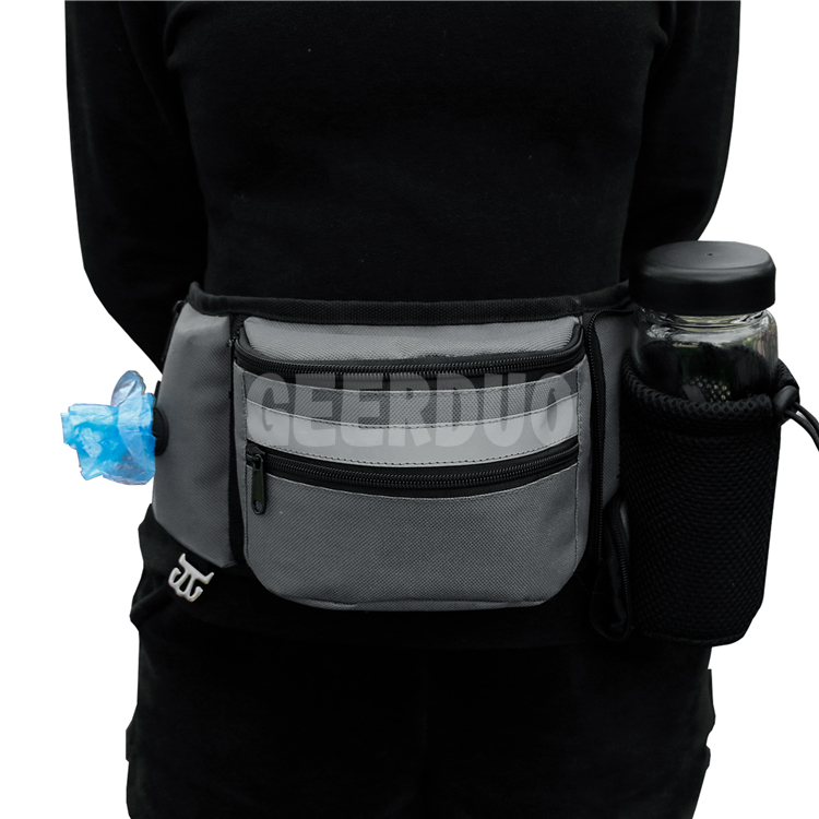 Dog Treat Pouch Built in Poop Bag Dispenser with Hidden Water Bottle Holder GRDBR-4