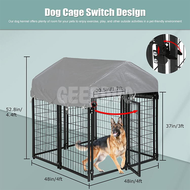 Double Door Dog Crate Cover with UV Protection Waterproof Cover and Roof GRDCO-5