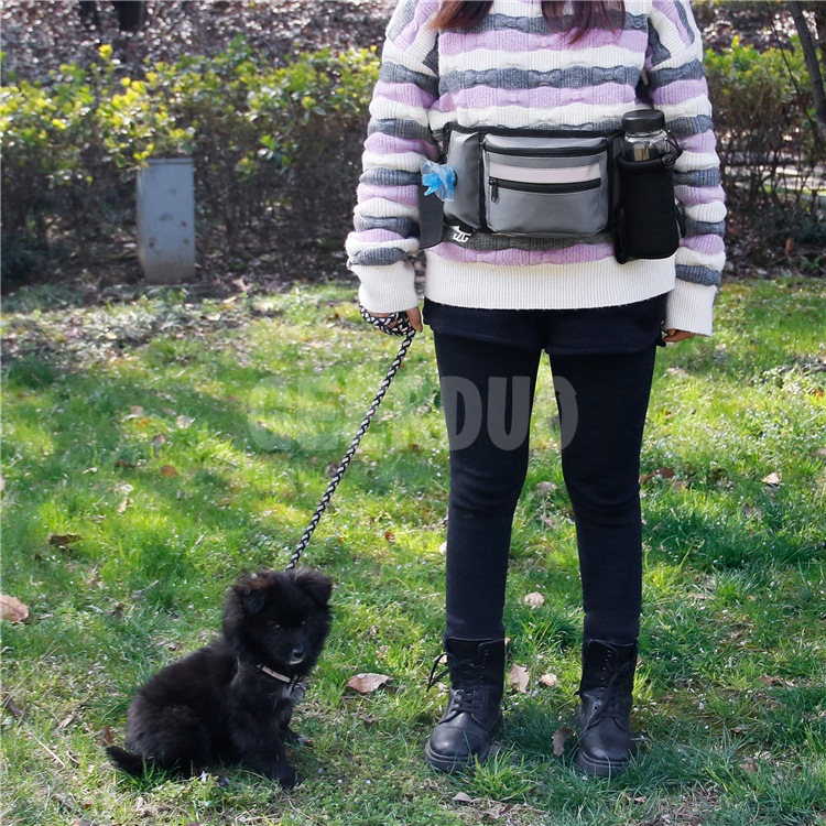 Dog Treat Pouch Built in Poop Bag Dispenser with Hidden Water Bottle Holder GRDBR-4