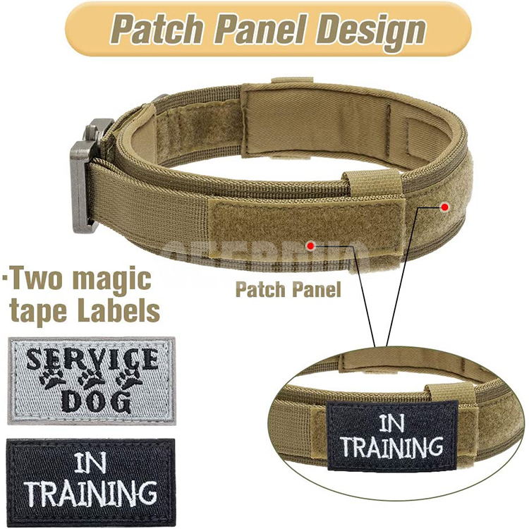 Tactical Dog Collar and Leash Set, Heavy Duty Military Double Handle Bungee Leash GRDHC-16