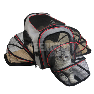 3 Sides Expandable Foldable Pet Carrier Bag with Fleece Pad GRDBC-3