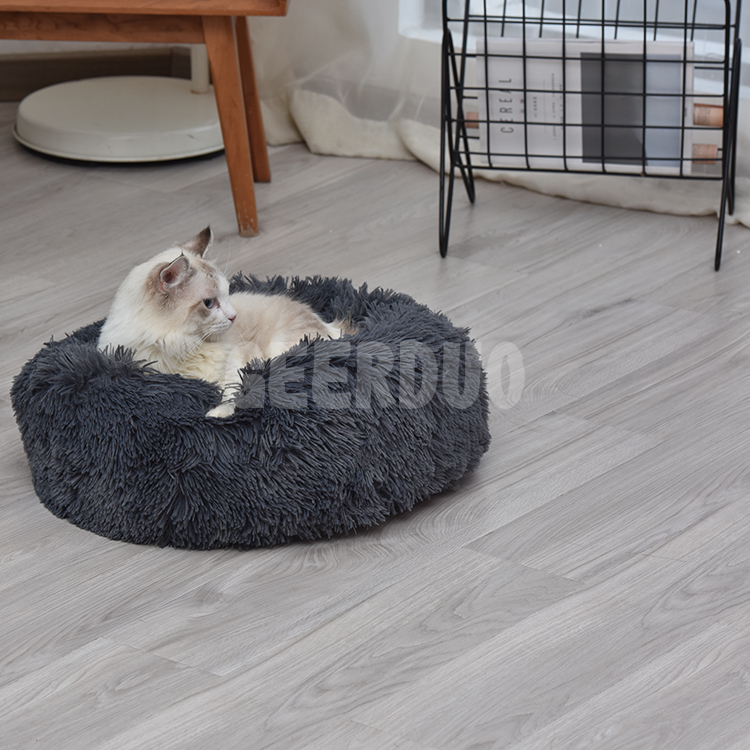 Multiple Colors Soft Plush Faux Fur Fluffy Donut Pet Dog Cat Sleeping Cushion Bed GRDDB-3