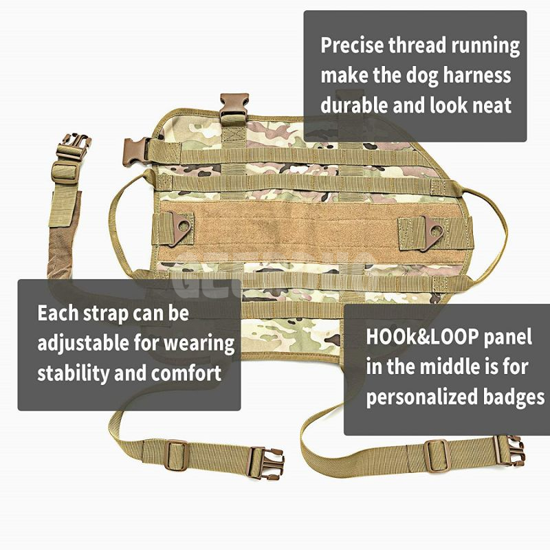 Camouflage Outdoor Molle Tactical Dog Harness GRDHH-16