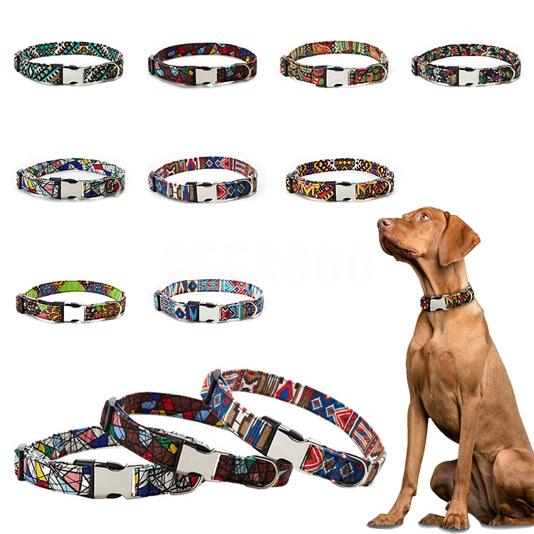 Bohemian Customized LOGO Pet Collar Soft for Large Medium Dogs GRDHC-1