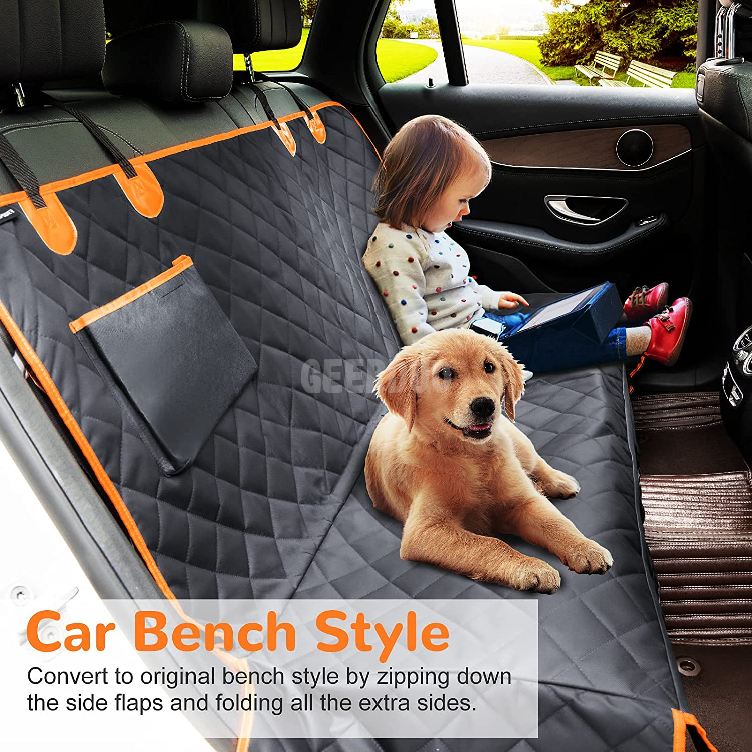 Dog Seat Cover with Detachable Mesh Window GRDSB-11