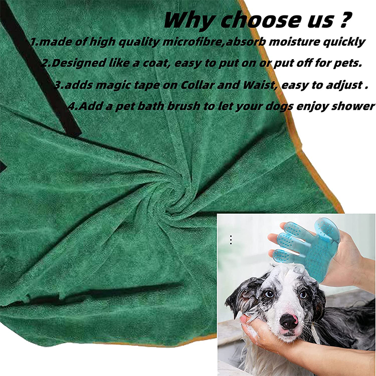 Dog Fast Dring Coat Towel Bathrobe Super Absorbent GRDGB-4