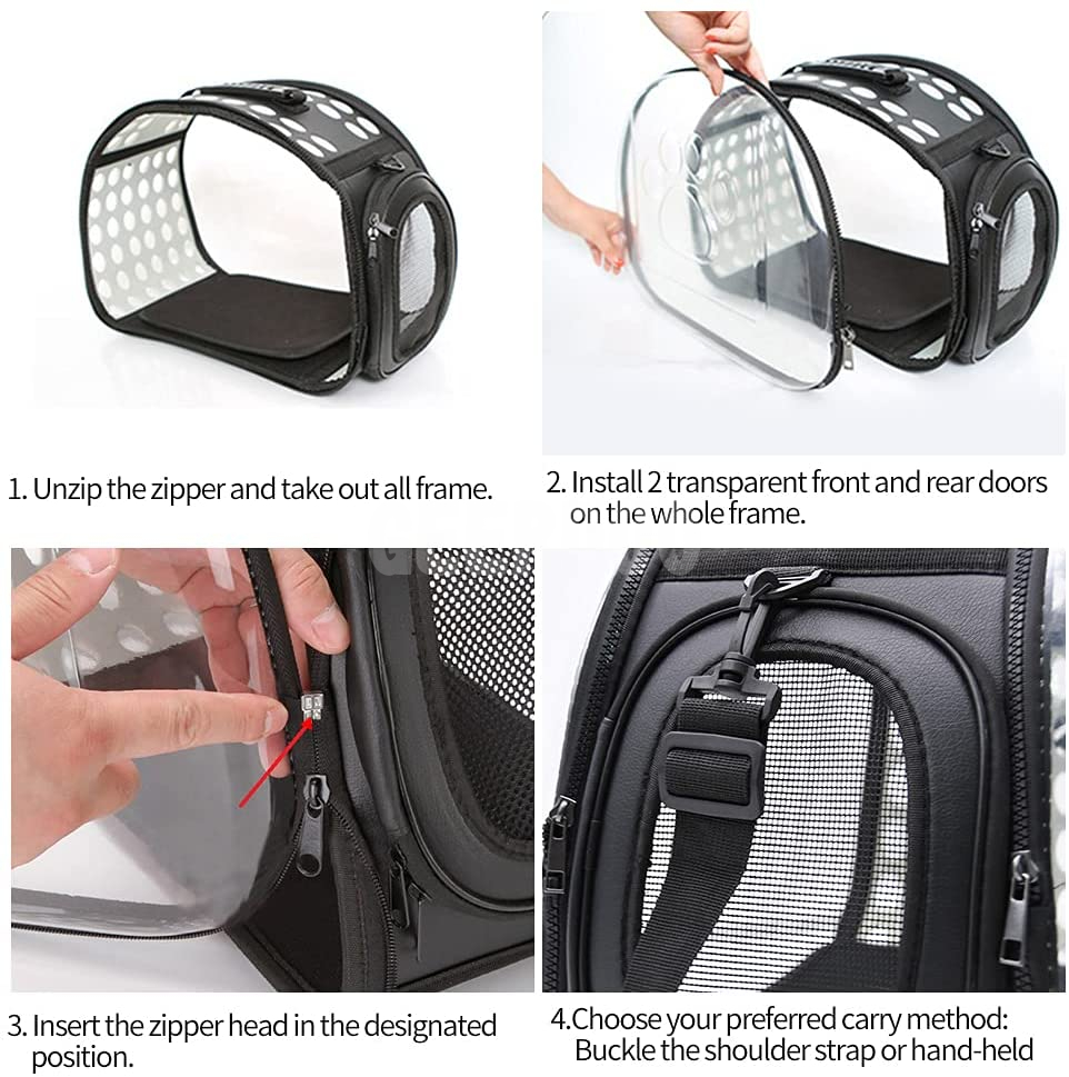 Folding Transparent Pet Carrier Bag for Cats Small Dogs and Rabbits GRDBC-8