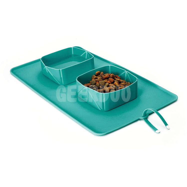 Collapsible Silicone Double Pet Travel Dog Bowl GRDFB-2