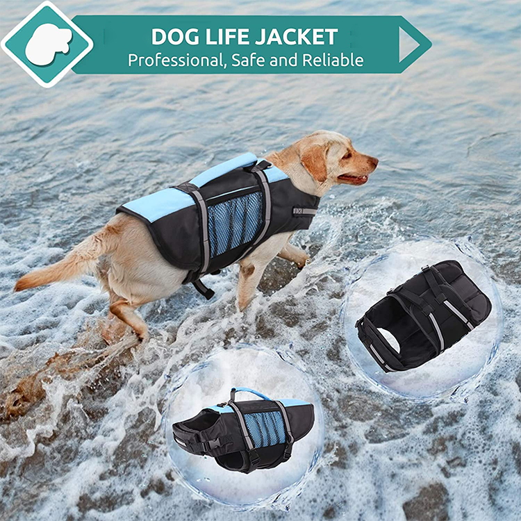 Pet Life Vest, Adjustable Dogs Lifesaver with High Buoyancy and Rescue Handle GRDAJ-8
