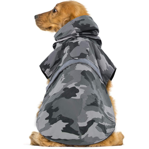 Dog Raincoat Camouflage Waterproof Pet Rain Jacket with Leash Hole , GRDAR-9