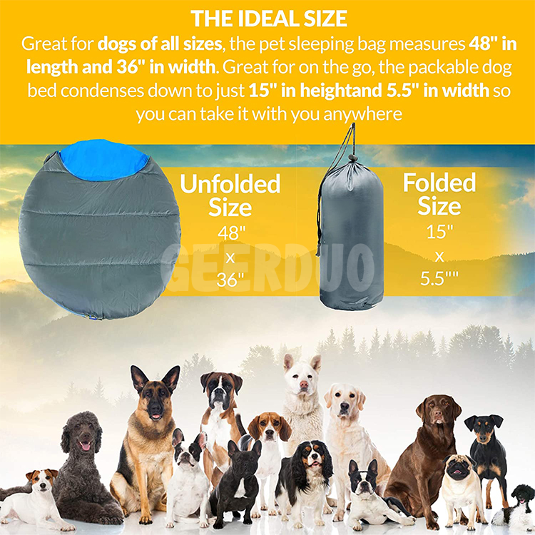 Dog Sleeping Bag Packable Dog Bed for Camping, Hiking, Cottage and Beach GRDEE-9