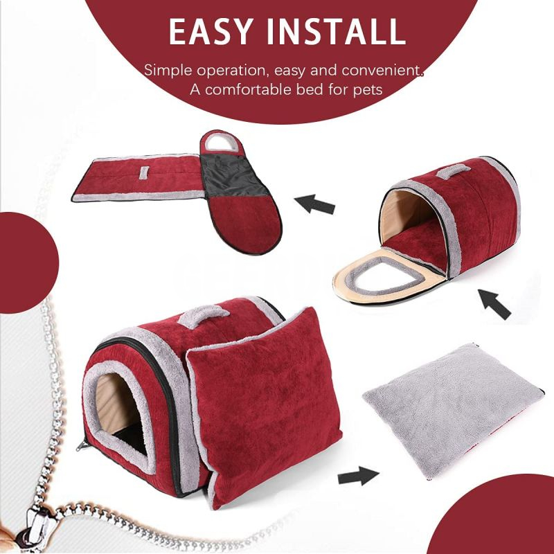 2-in-1 Foldable Pet House Ultra Soft Bed for Cat Dogs GRDDC-13