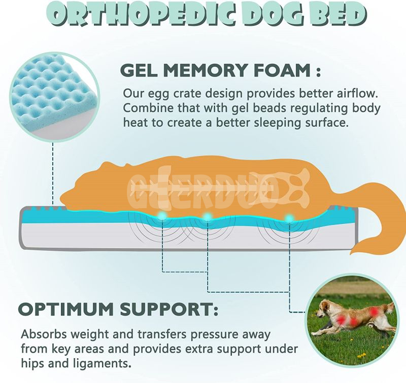 Washable Orthopedic Dog Bed with Cooling Gel Memory Foam GRDDB-12